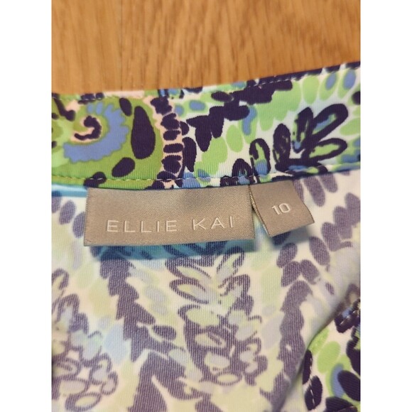 Ellie Kai Tank Top Womens 10 Purple Green Multi Sleeveless Floral Stretch V Neck - Picture 5 of 7